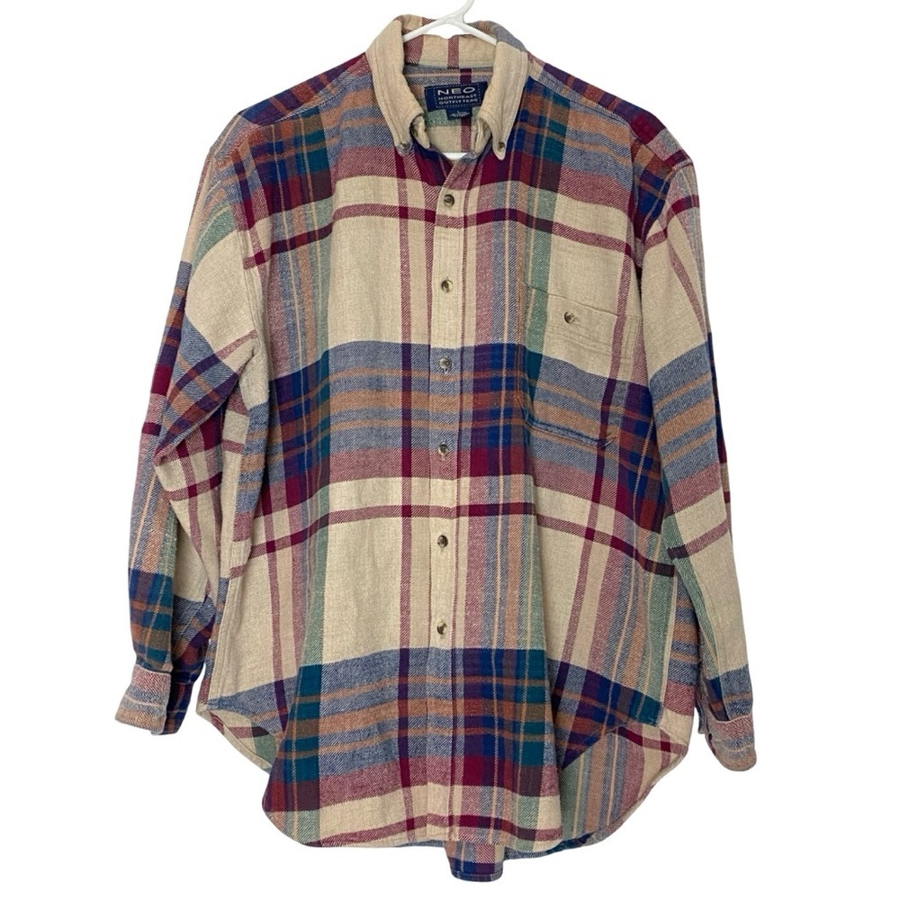 Northeast Outfitters Flannel Shirt Shacket Mens Size Large Vintage 90s Neo Multi
